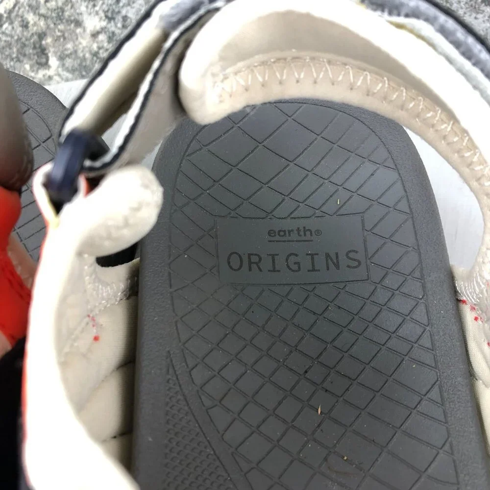 Earth Origins Men's Size 12M Bodi Grey Multi Blue Orange Open Toe Sport Sandals